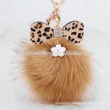 Vente en gros 10 couleurs Pom Pom Keychain fourrure Pompom Ball Bag Charm